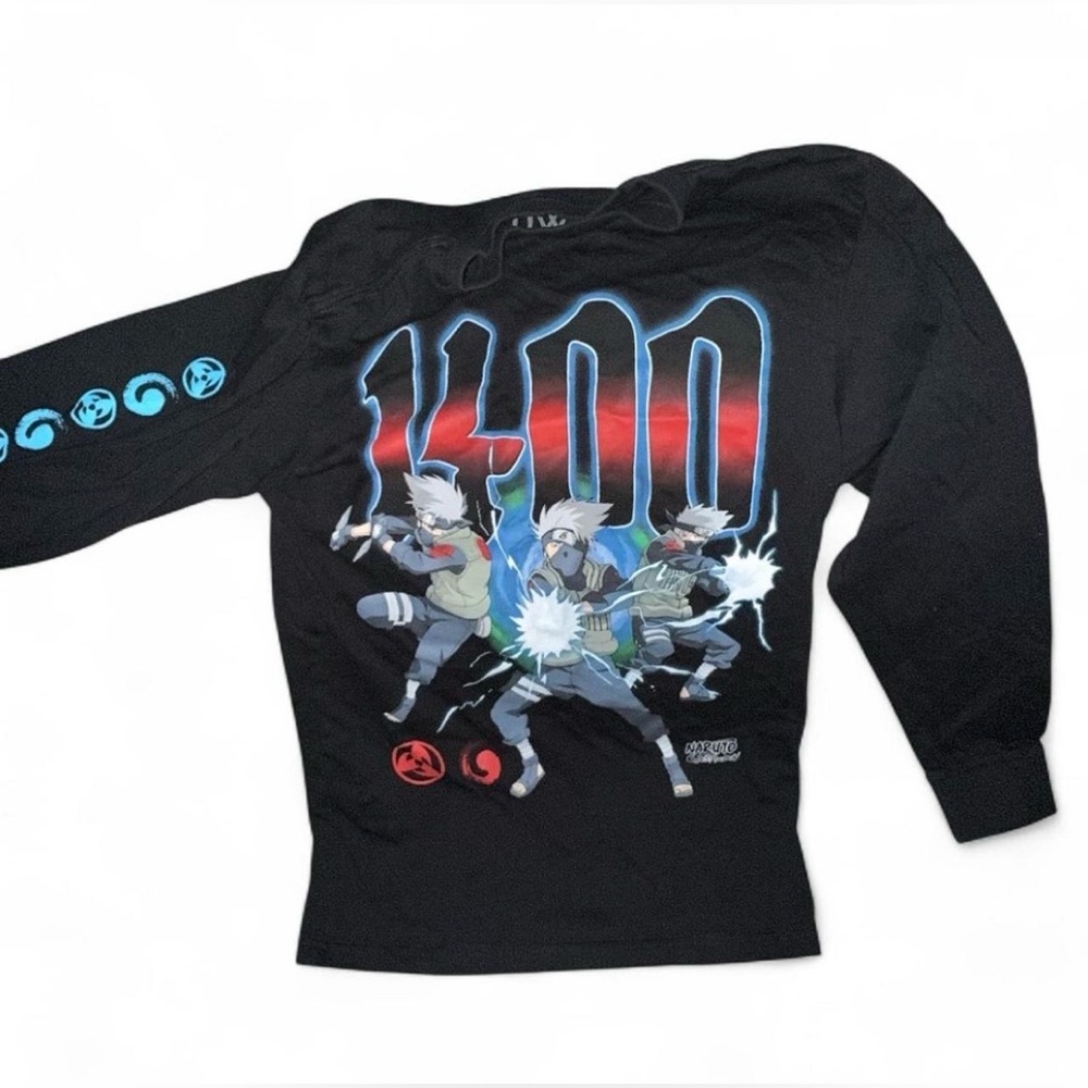 1400 Viz Black Naruto Shippuden Long Sleeve Graphic Tee Shirt Size S